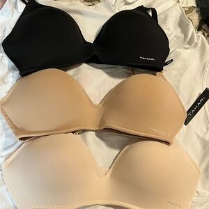 Tahari Black and Cream Bra Duo. All three for one price. No wires.
